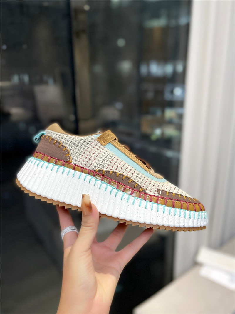 Chloé Lace-Up Rainbow Sneakers Brown