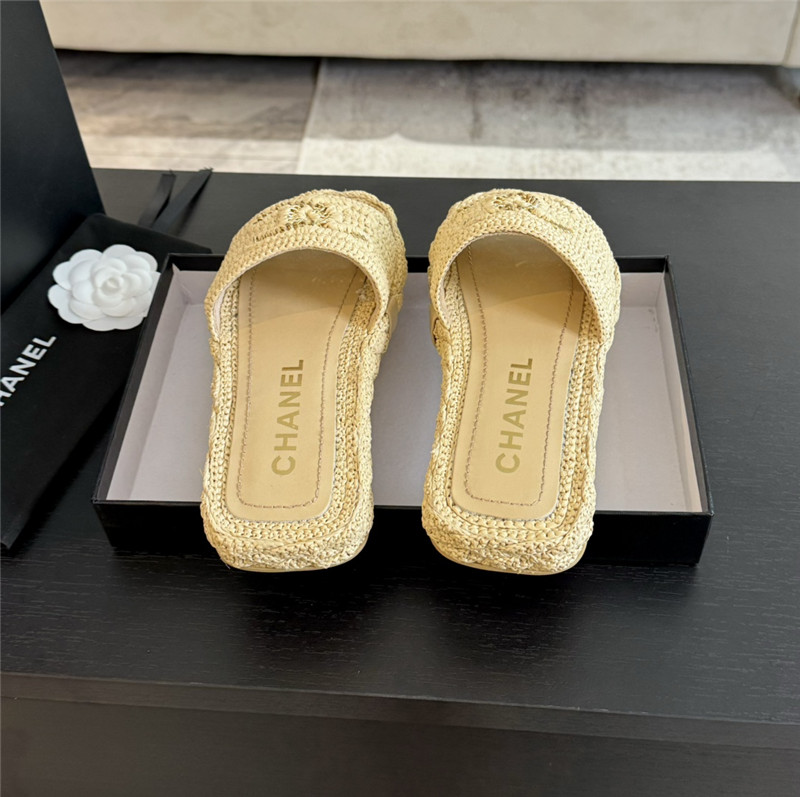 Ch**el crochet slide sandals in beige