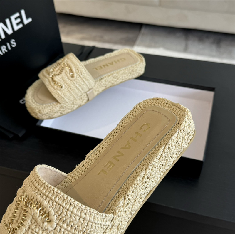Ch**el crochet slide sandals in beige