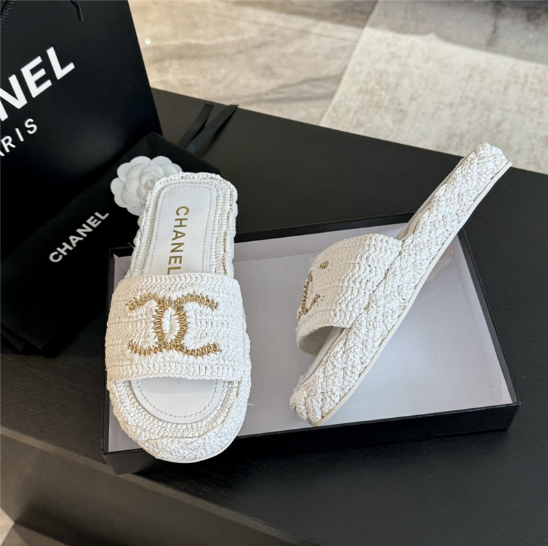 Ch**el crochet slide sandals in white