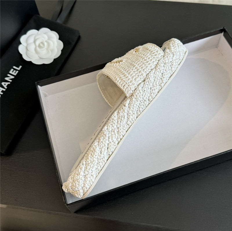 Ch**el crochet slide sandals in white