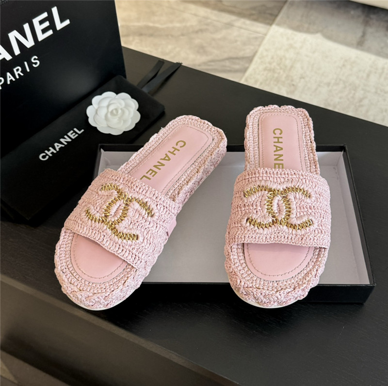 Ch**el crochet slide sandals in pink