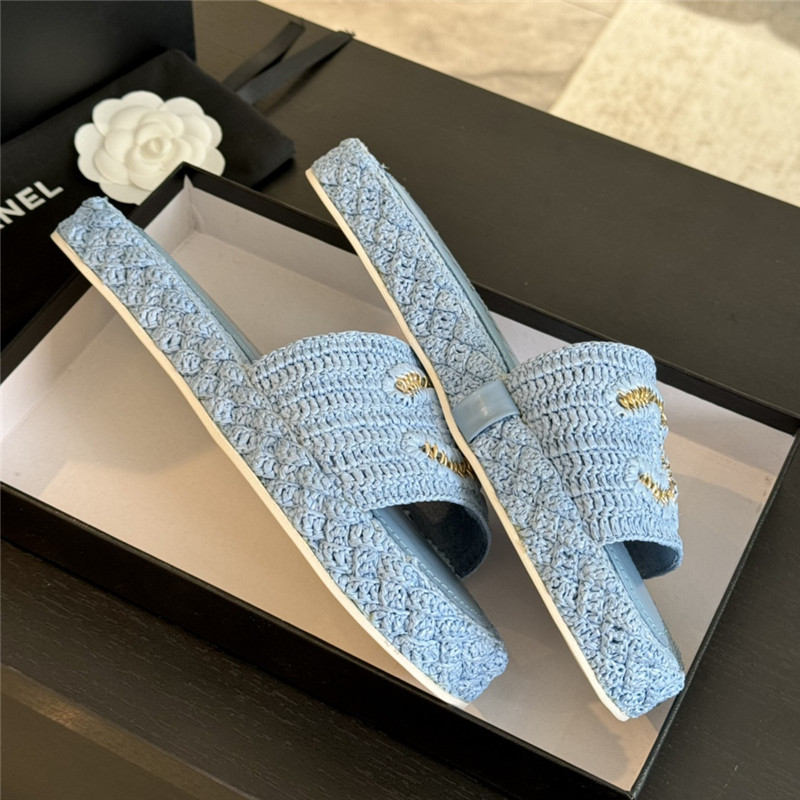 Ch**el crochet slide sandals in blue