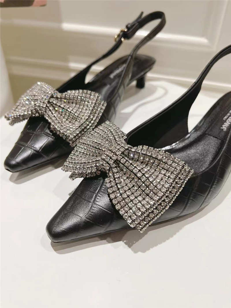 Dolce & Gabbana Black Crocodile Slingbacks with Rhinestones