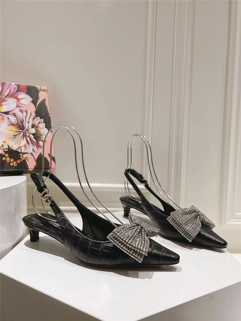 Dolce & Gabbana Black Crocodile Slingbacks with Rhinestones