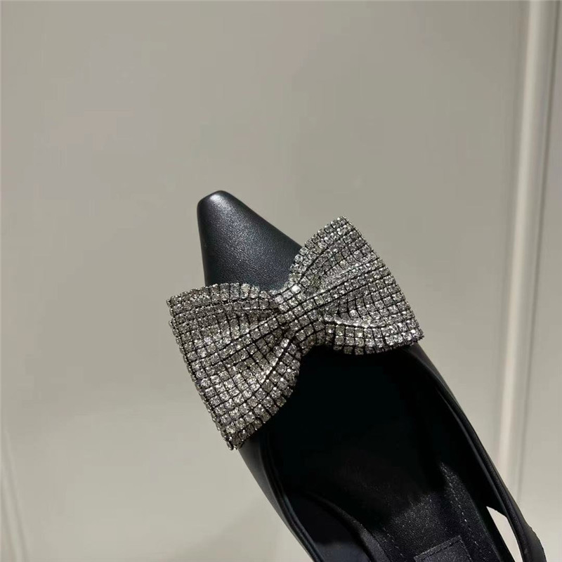 Dolce & Gabbana Black Calfskin Slingbacks with Rhinestones