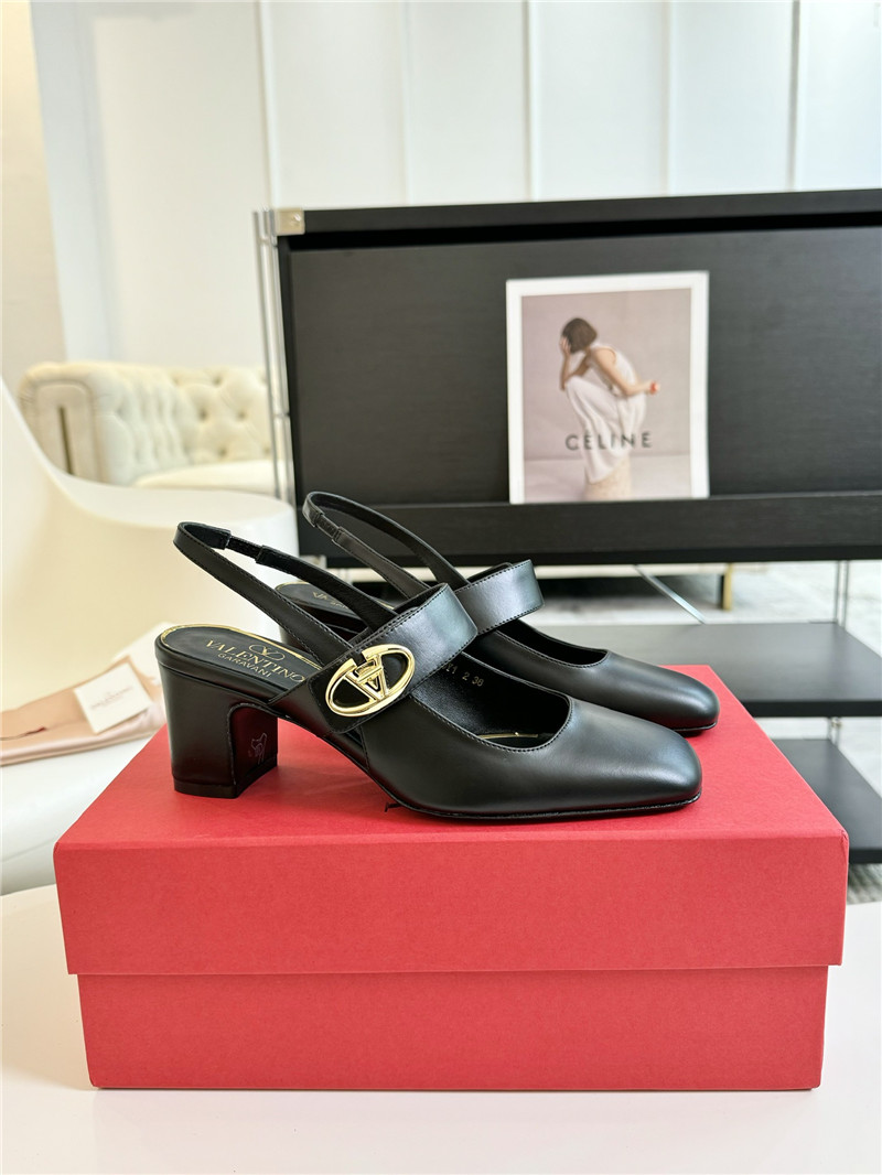 Va1e*ntin0 vlogo mary-jane slingback pumps black 60mm