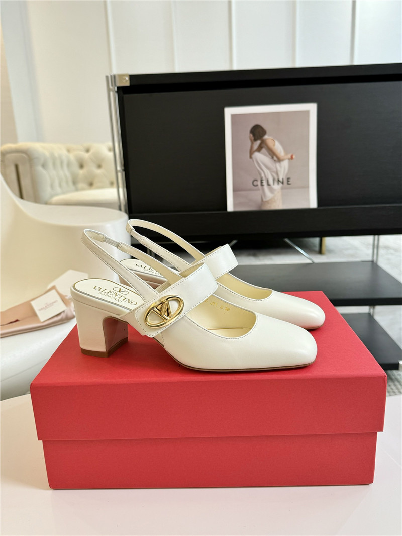 Va1e*ntin0 vlogo mary-jane slingback pumps ivory 60mm