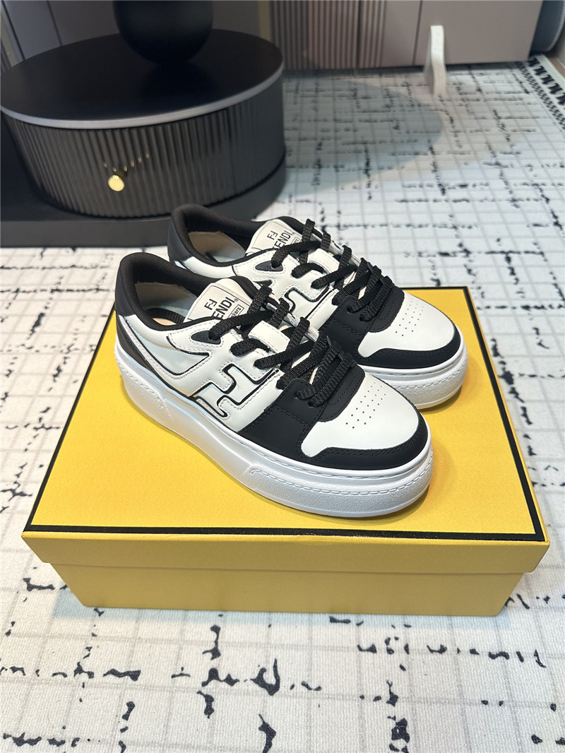 F**di match leather lace-up low top sneakers