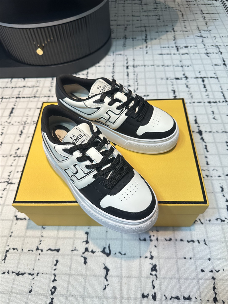 F**di match leather lace-up low top sneakers