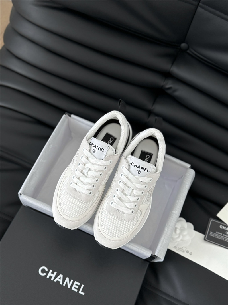 Ch**el suede lace-up sneakers in gray