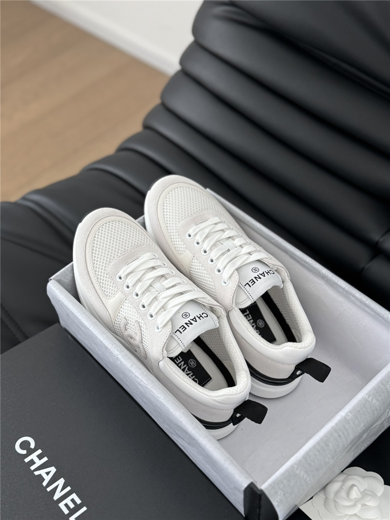 Ch**el suede lace-up sneakers in gray