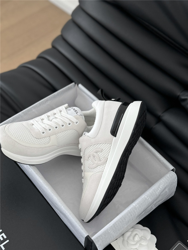 Ch**el suede lace-up sneakers in gray