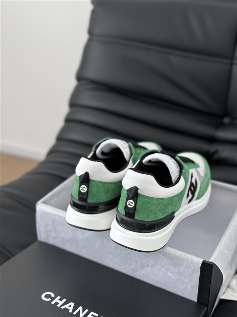 Ch**el suede lace-up sneakers in green