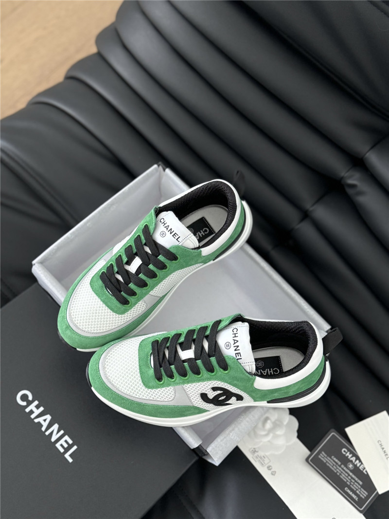 Ch**el suede lace-up sneakers in green