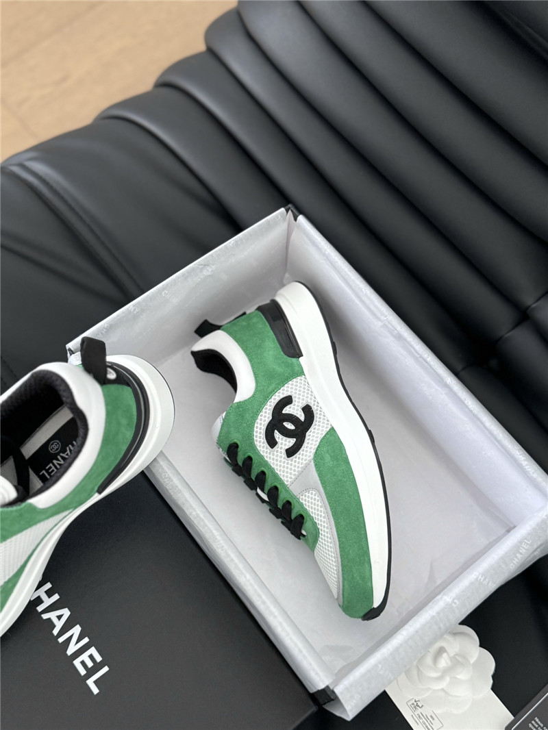 Ch**el suede lace-up sneakers in green