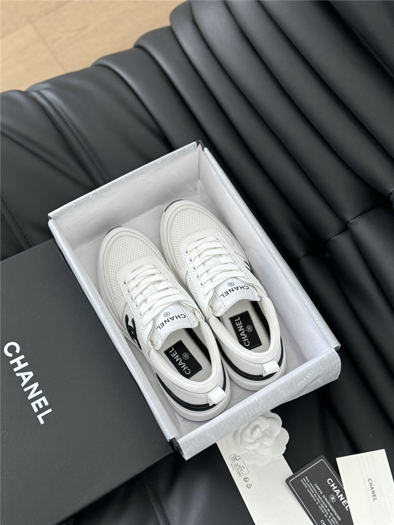 Ch**el suede lace-up sneakers in white