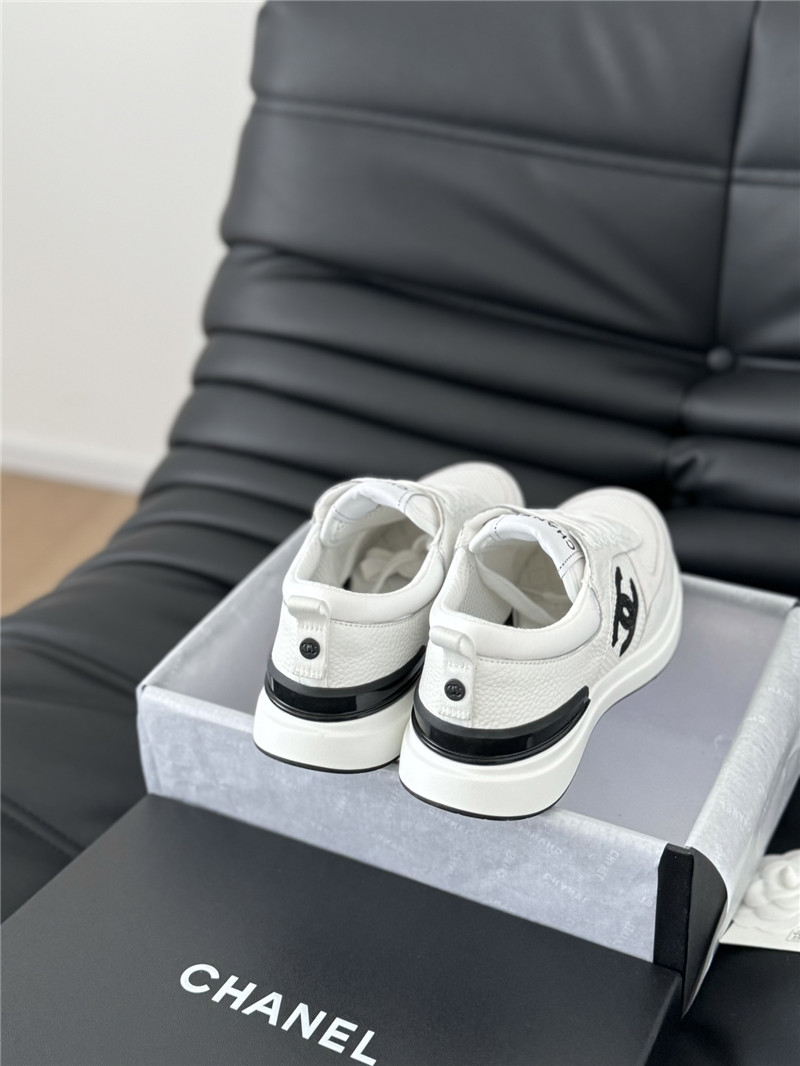 Ch**el suede lace-up sneakers in white