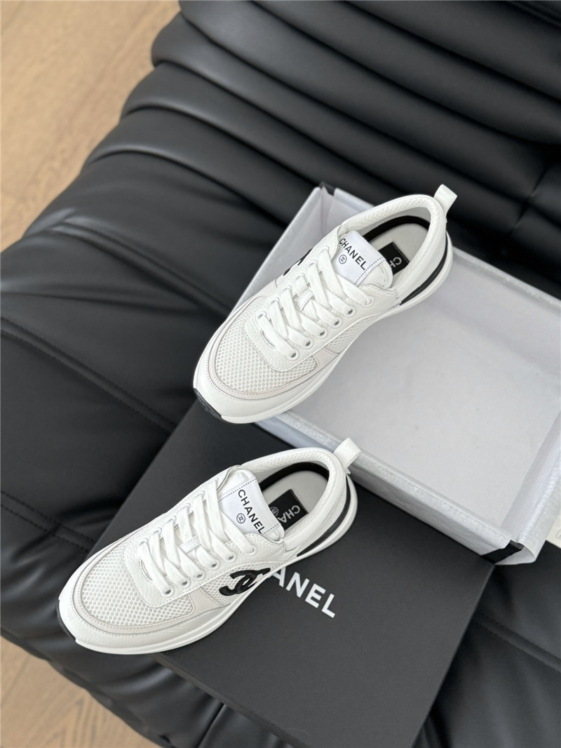 Ch**el suede lace-up sneakers in white