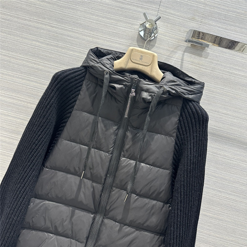 Brunello Cucinelli Navy Padded Hooded Jacket