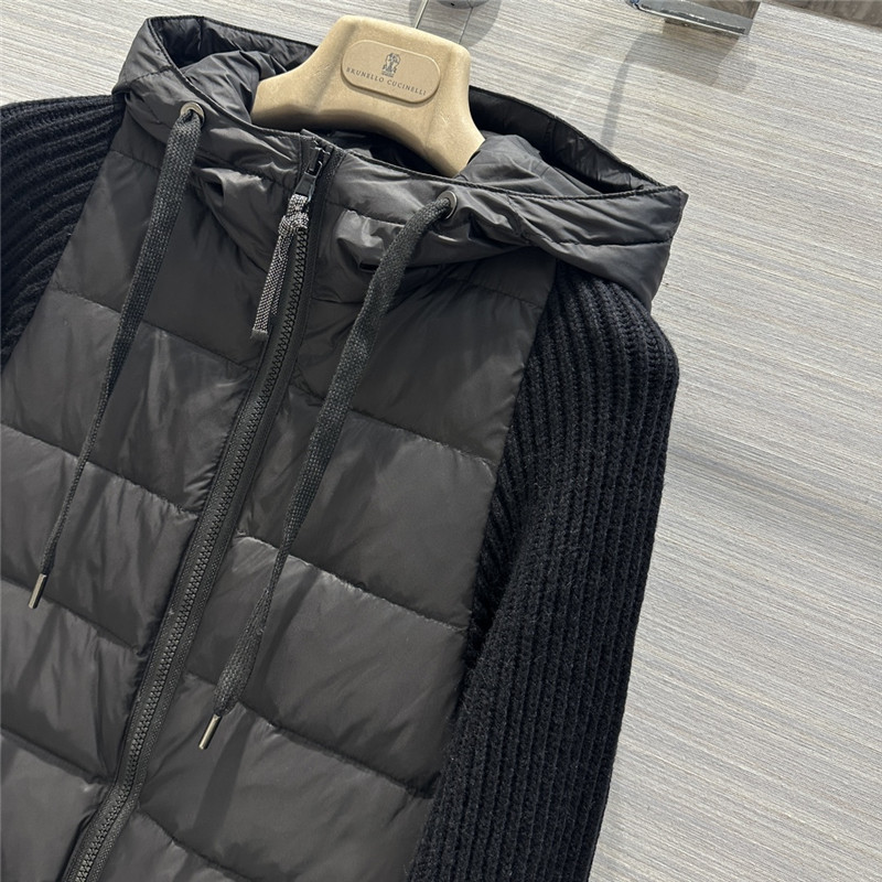 Brunello Cucinelli Navy Padded Hooded Jacket