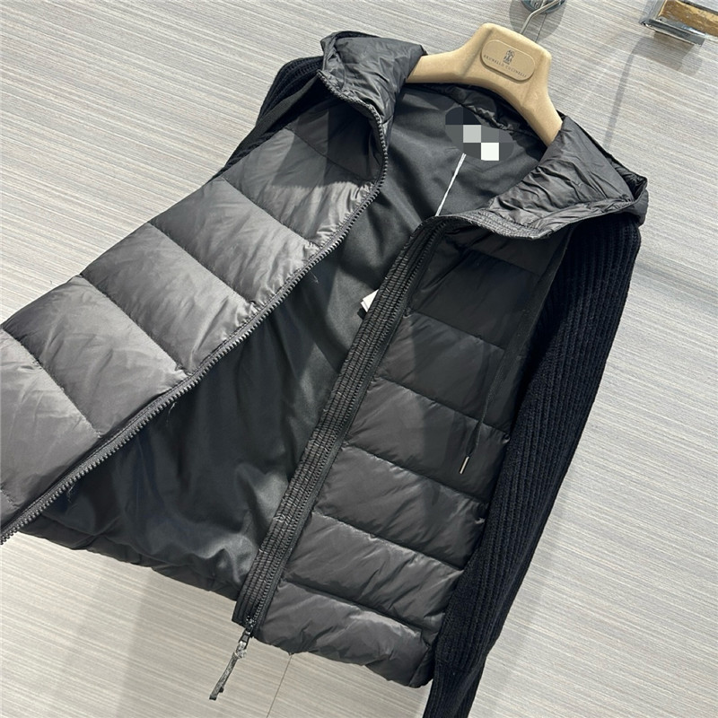 Brunello Cucinelli Navy Padded Hooded Jacket