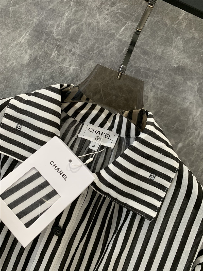 Ch**el lapel ruffle cake stripe dress replicas clothes