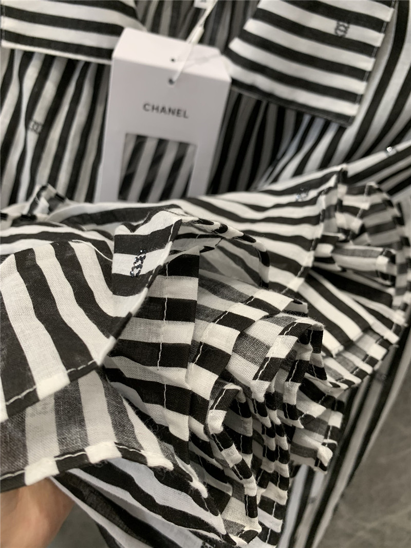 Ch**el lapel ruffle cake stripe dress replicas clothes