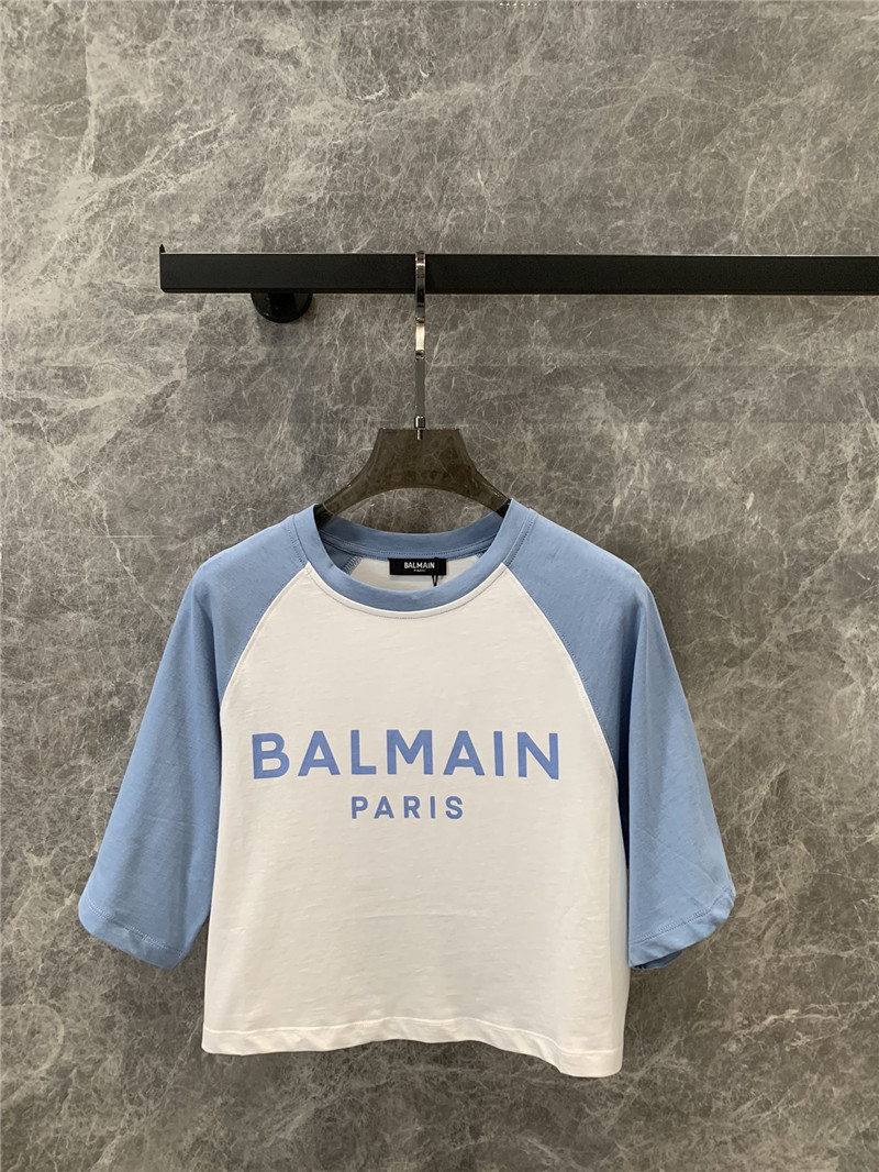Balmain contrasting lettering short-sleeved T-shirt replica clothing