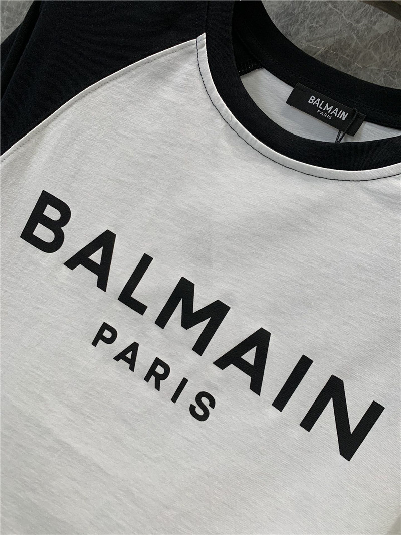 Balmain contrasting lettering short-sleeved T-shirt replica clothing