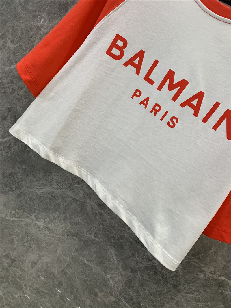 Balmain contrasting lettering short-sleeved T-shirt replica clothing