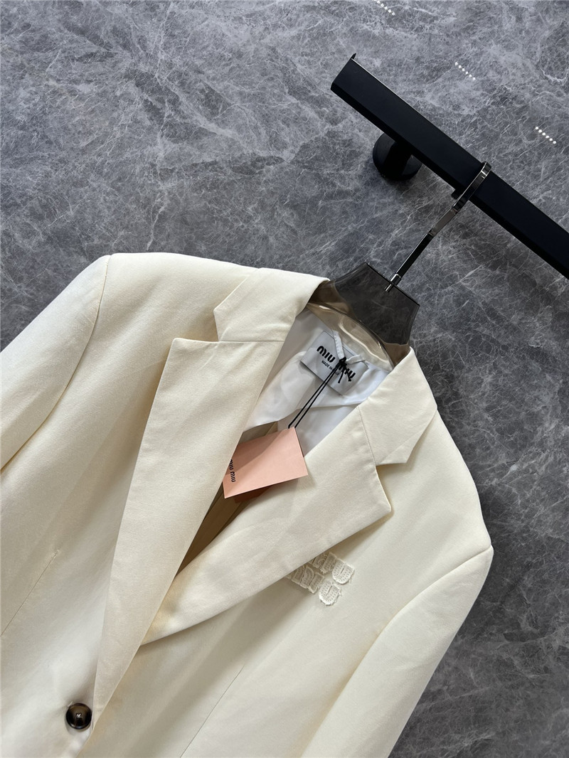 M1um1u lapel single-breasted white suit jacket replica clothes
