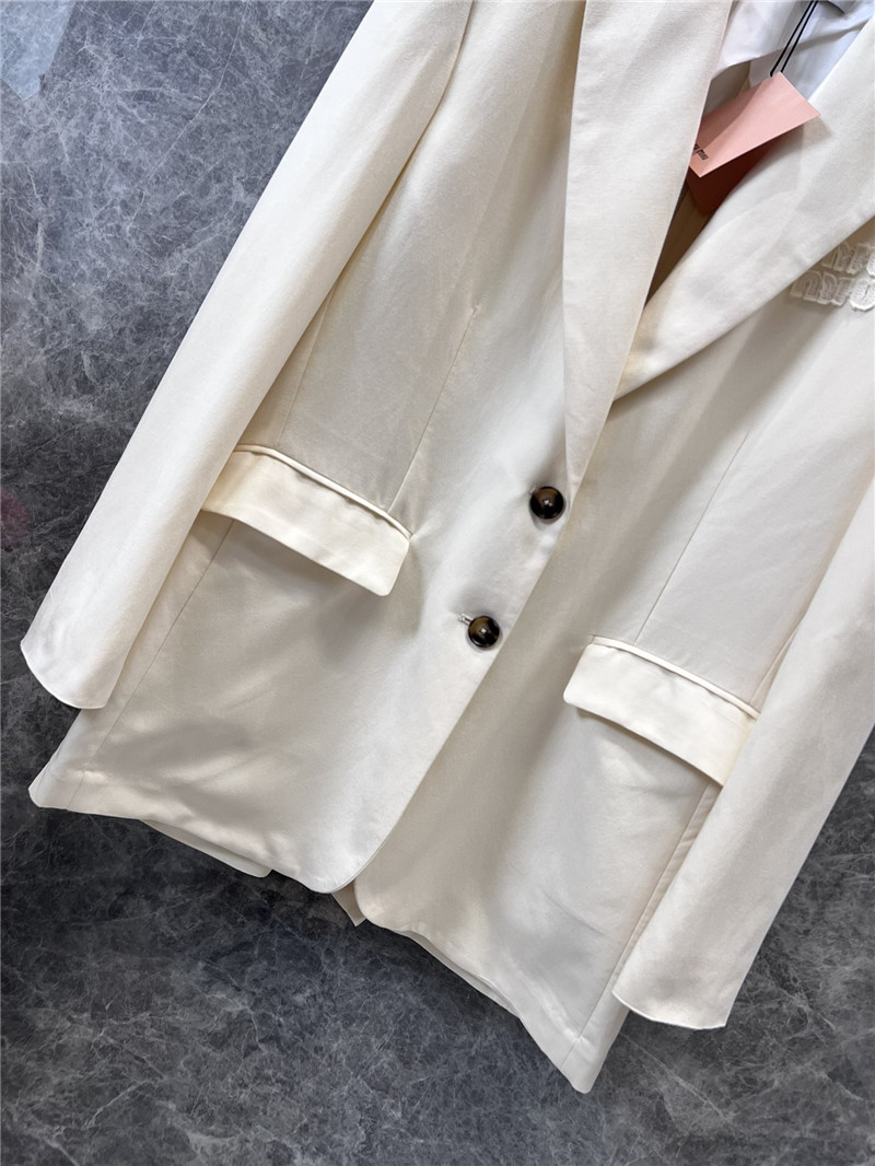 M1um1u lapel single-breasted white suit jacket replica clothes