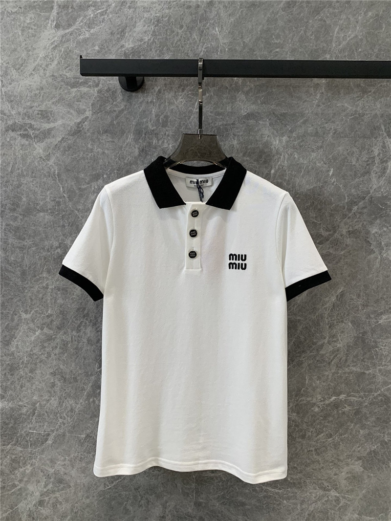 M1um1u lapel polo short-sleeved top replica clothing sites