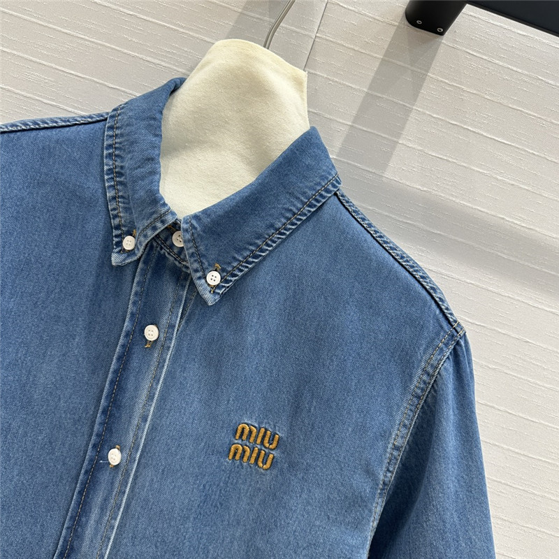 M1um1u retro original blue soft denim short shirt replica clothes
