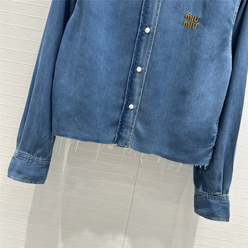 M1um1u retro original blue soft denim short shirt replica clothes