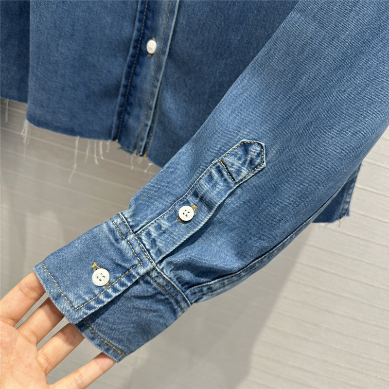 M1um1u retro original blue soft denim short shirt replica clothes