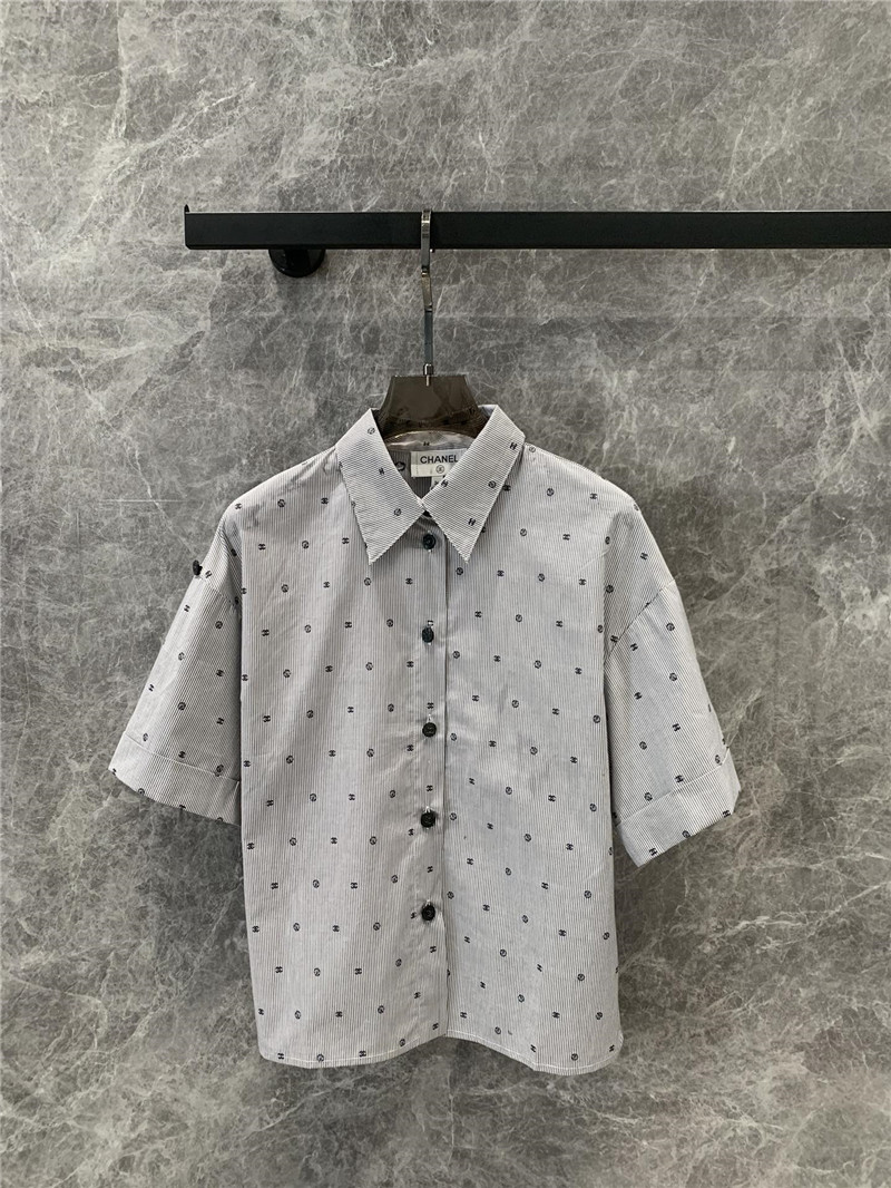 Ch**el striped casual short-sleeved shirt replica clothes
