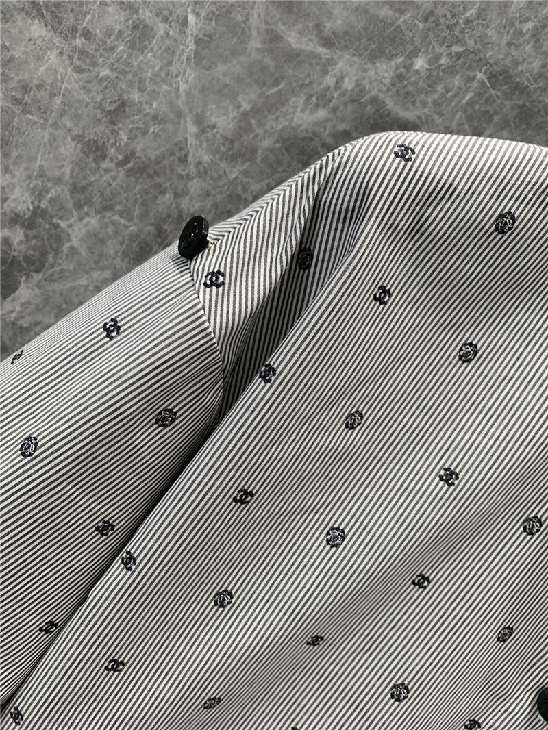 Ch**el striped casual short-sleeved shirt replica clothes