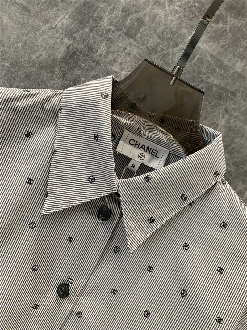 Ch**el striped casual short-sleeved shirt replica clothes