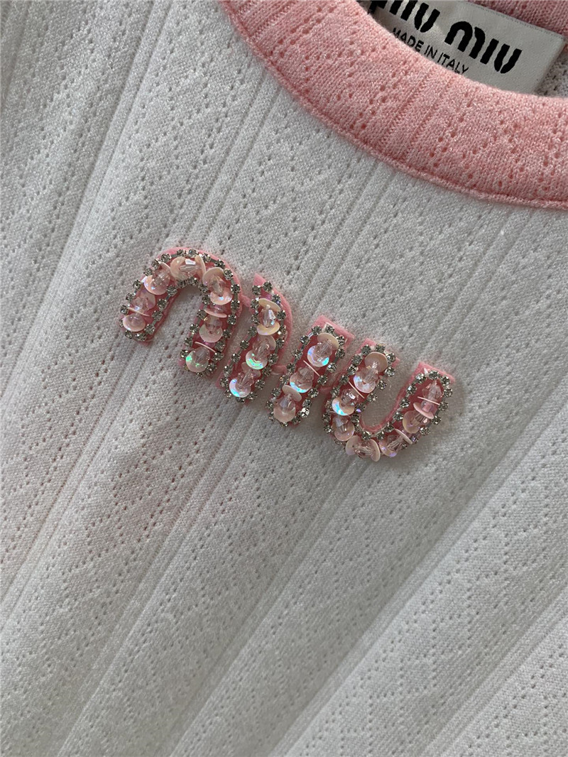 M1um1u contrasting letter sleeveless vest replica clothing sites