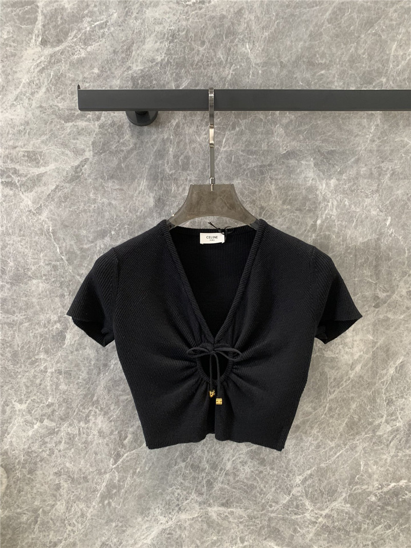 Ce1i*e lace-up v-neck knit top replica d&g clothing