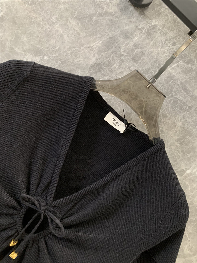 Ce1i*e lace-up v-neck knit top replica d&g clothing
