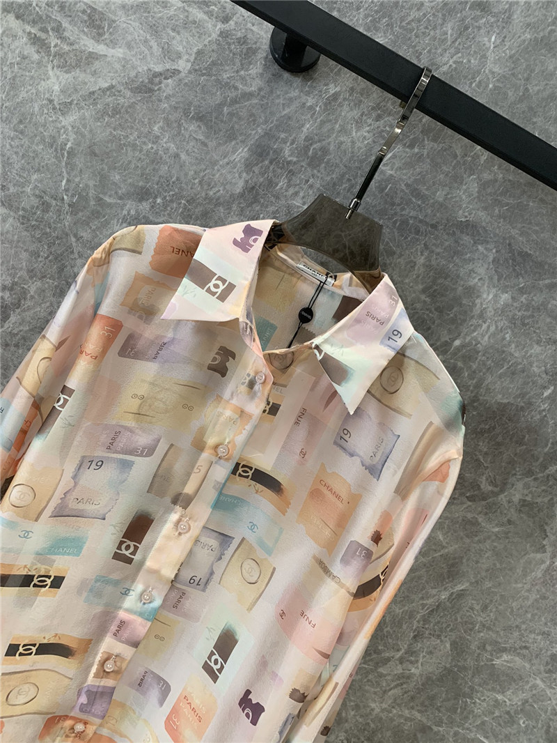 Ch**el label print long sleeve shirt replica clothes