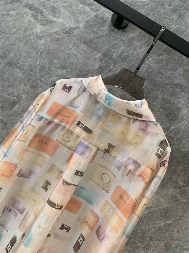 Ch**el label print long sleeve shirt replica clothes