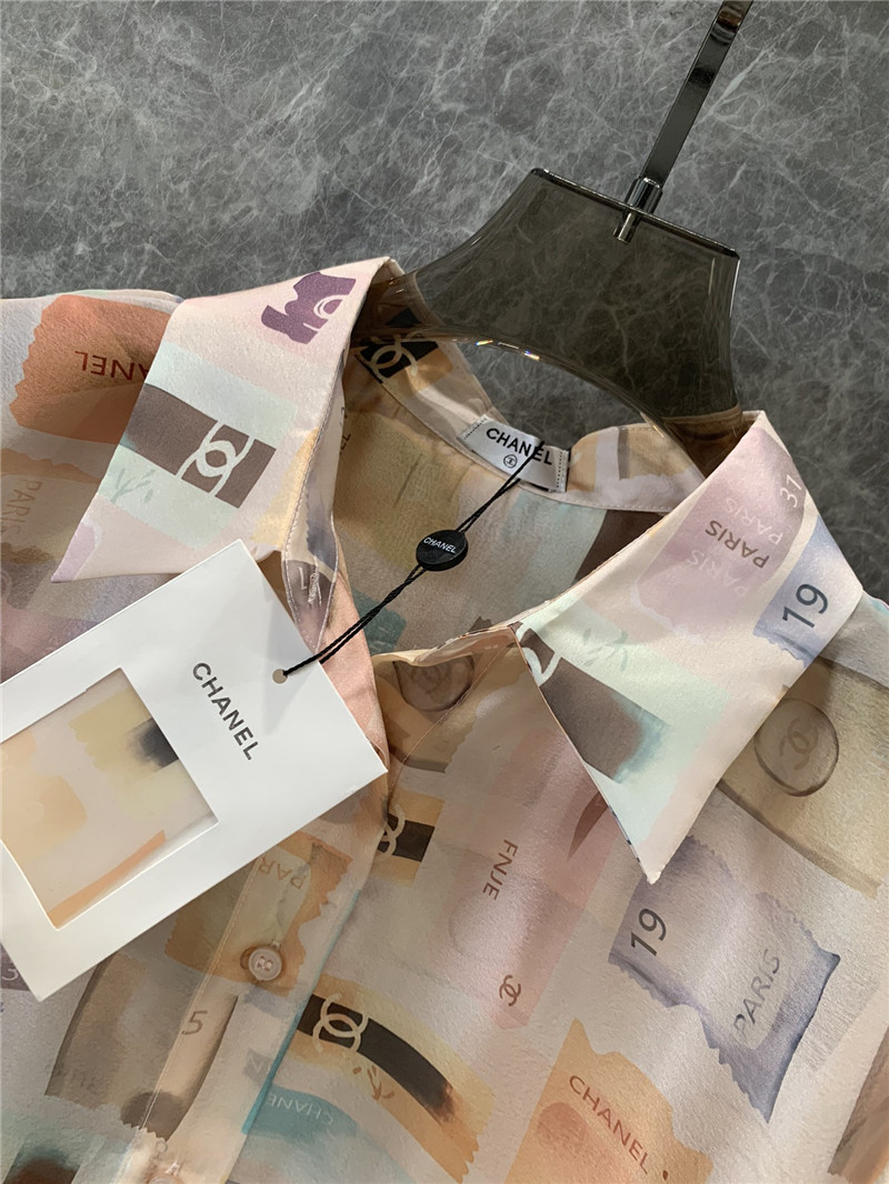 Ch**el label print long sleeve shirt replica clothes