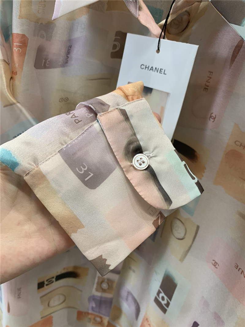 Ch**el label print long sleeve shirt replica clothes