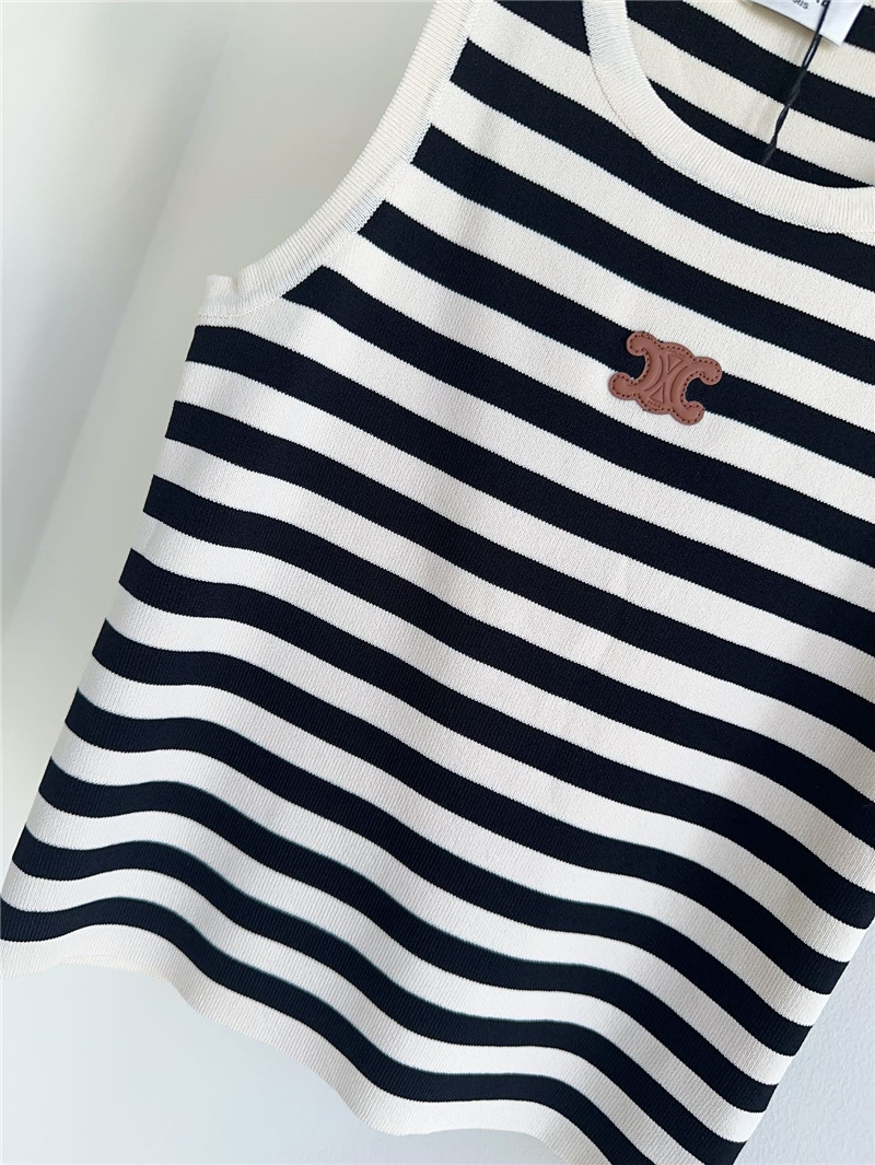 Ce1i*e striped leather brand knitted vest replica d&g clothing