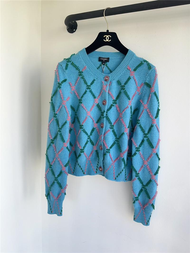 ch**el geometric D1am0nd intarsia cardigan replica d&g clothing