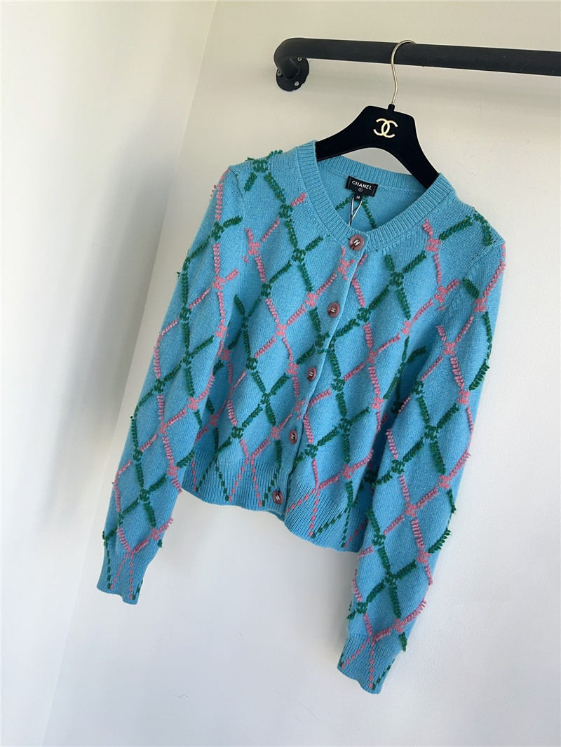 ch**el geometric D1am0nd intarsia cardigan replica d&g clothing